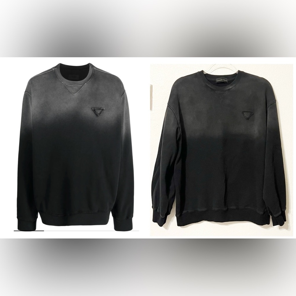 Fanfan online shop Washed Crewneck Sweatshirt ripped-triangle faded cotton